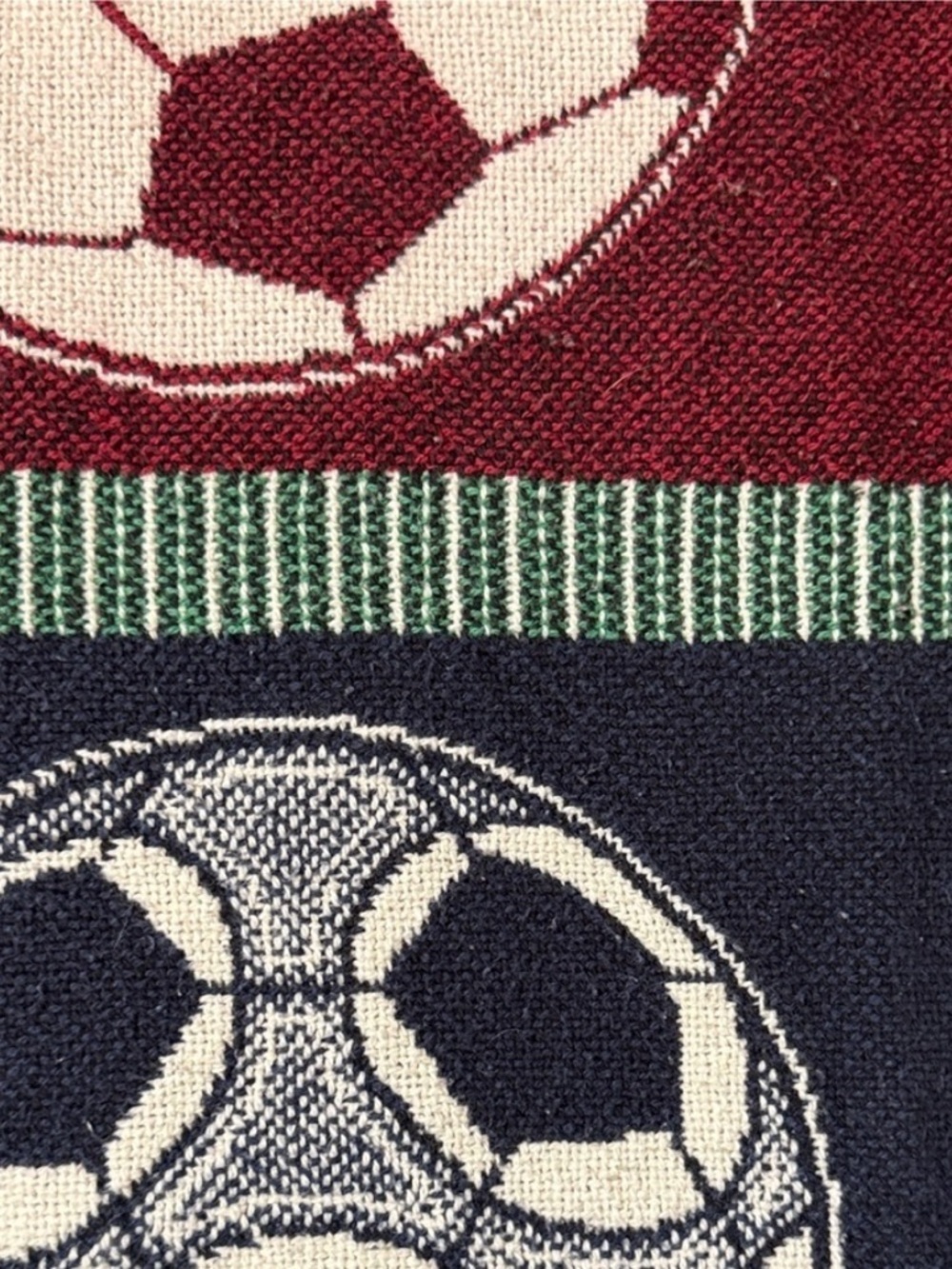 Fringed Soccer Ball Vest Upcycled Blanket Throw - Picture 6 of 8